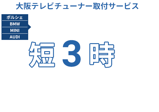 大阪テレビチューナー取付サービス ポルシェ BMW MINI AUDI「今すぐTVを見たい」に応える 最短3時間！スピード取付（予約制）